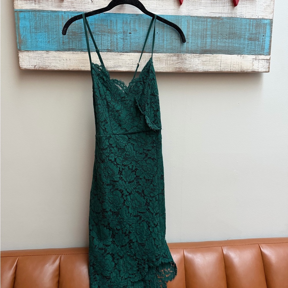 Lulus Green Lace Slip Dress - Elegant Spaghetti Strap